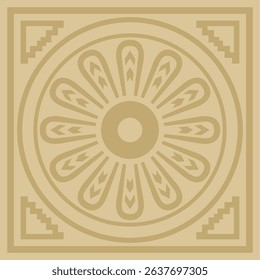 Vector square Assyrian gold ornament. Rectangle, border, frame of Mesopatamia. Pattern of the ancient East.
