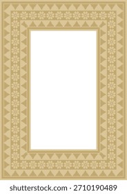 Ornamento de oro asirio cuadrado de Vector. Rectángulo, borde, marco de Mesopatamia. Patrón del antiguo Oriente.
