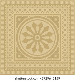 Vector square Assyrian gold ornament. Rectangle, border, frame of Mesopatamia. Pattern of the ancient East.
