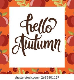 Vektor quadratischen Herbst Rahmen mit Blättern und Schriftdesign Hallo Herbst