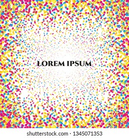 Vector square background with colorful candy sweet gumballs. Variegated red, blue, purple, yellow bonbon on white. template of card, flyer invitation banner poster