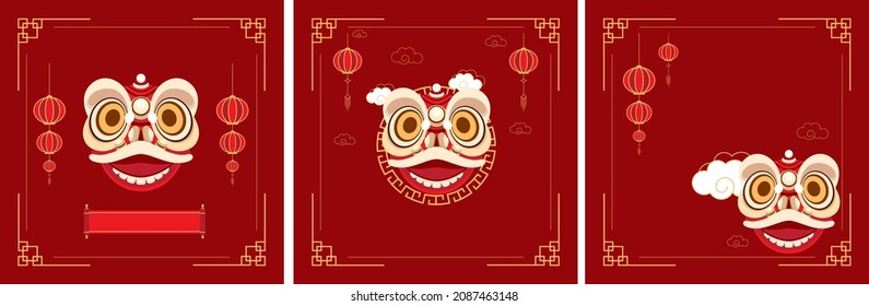 vector square background design as instagram post in the framework of chinese new year 