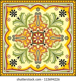 vector square background with floral asian ornament