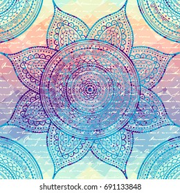 Vector square background. Mandala round decorative ornament pattern.
