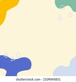 Vector Square Background, Memphis Style, Orange, Brown, Pink, Yellow, green,blue,
