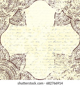 Vector square background. Retro grunge blank place for a text.