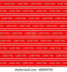 Vector square background with striped pattern, made of text and line. Red and white design