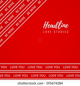 Vector square background with text and line. Red and white design