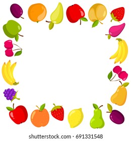 Vector square banner with fruits