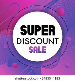Vector square banner with modern gradient elements for sale. Trending geometric banner for super discount sale. Promo banner for publication on social networks, websites, applications.