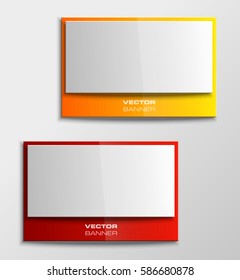 Vector square banner. The original form as two form, overlapping. The flat image. Advertising Design shape. Vector label tag.