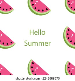 Vector square banner with watermelons hello summer