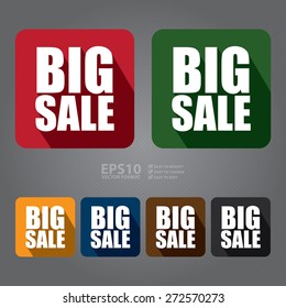 Vector : Square Big Sale Long Shadow Style Icon, Label, Sticker, Sign or Banner