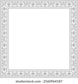 Vector square black contour border, frame, Pompeii. Rectangle Neopolitan ornament. Art of Ancient Rome. Template for stained glass
