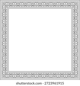 Borde de contorno negro cuadrado de Vector, marco, Pompeya. Rectángulo adorno neopolitano. Arte de la antigua Roma. Plantilla para vidrieras
