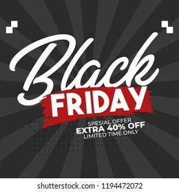 Vector square Black friday web banner. Graphic design for social media