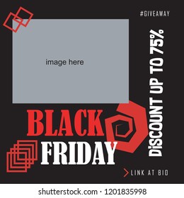Vector square Black friday web banner. Graphic design for social media