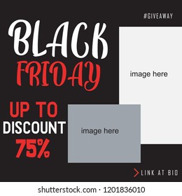 Vector square Black friday web banner. Graphic design for social media