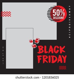 Vector square Black friday web banner. Graphic design for social media