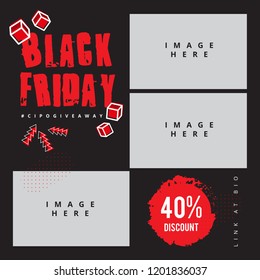 Vector square Black friday web banner. Graphic design for social media
