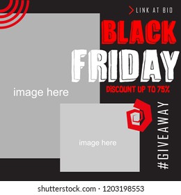 Vector square Black friday web banner. Graphic design for social media