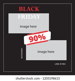 Vector square Black friday web banner. Graphic design for social media
