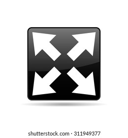 vector square black icon with a white arrow to increase file