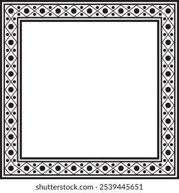 Vector square black monochrome ancient Russian ornament. Slavic rectangle, border, frame. Painting of the royal chambers.
