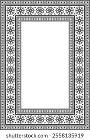 Vector square black monochrome ancient Russian ornament. Slavic rectangle, border, frame. Painting of the royal chambers.
