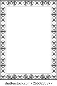 Vector square black monochrome ancient Russian ornament. Slavic rectangle, border, frame. Painting of the royal chambers.
