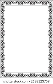 Vetor quadrado preto monocromático antigo ornamento russo. Retângulo eslavo, borda, quadro. Pintura das câmaras reais.
