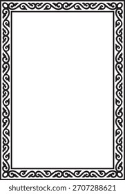 Vector square black monochrome ancient Russian ornament. Slavic rectangle, border, frame. Painting of the royal chambers.
