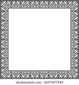 Vector square black monochrome border, frame, Pompeii. Rectangle Neopolitan ornament. Art of Ancient Rome. Template for stained glass
