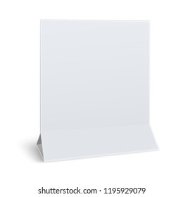 Vector square blank paper table card isolated on white background. Paper mockup.