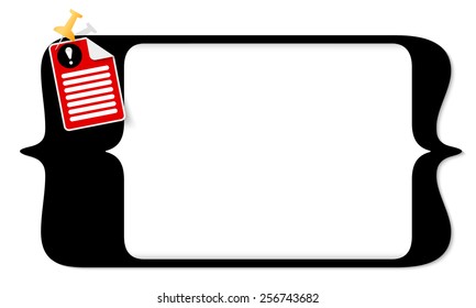 vector square brackets for entering text and document icon and exclamation mark