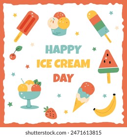 vector square bright banner for Ice Cream Day