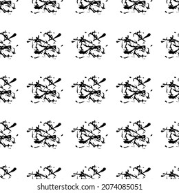 Vector Square Brush Seamless Pattern Plaid Grange Minimalist Check Geometric Design in Black Color. Modern Grung Collage Background for kids fabric and textile