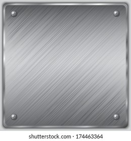 Vector square  brushed metal steel nameplate with screws