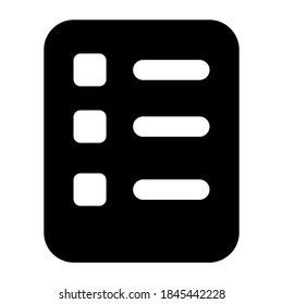 Vector of square bullet points document, glyph icon 