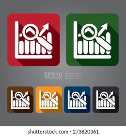 Vector : Square Business Bar Chart With Rising Arrow Long Shadow Style Icon, Label, Sticker, Sign or Banner
