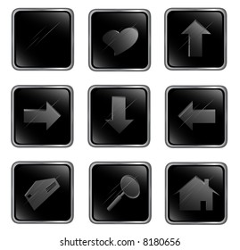 vector square buttons in black style