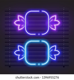 Vector of square candy banner from neon.