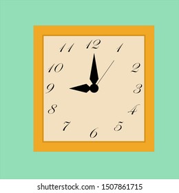Vector of square clock on green background.