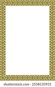 Vector square colored ancient Russian ornament. Slavic rectangle, border, frame. Painting of the royal chambers.
