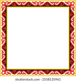Vector square colored ancient Russian ornament. Slavic rectangle, border, frame. Painting of the royal chambers.
