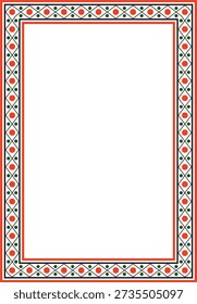 Vector square colored ancient Russian ornament. Slavic rectangle, border, frame. Painting of the royal chambers.
