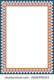 Vector square colored national Persian ornament. Rectangle, frame, border, ethnic pattern of the peoples of Iran, Iraq, Tajikistan
