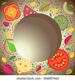 Vector square colorful background. Pizza Toppings