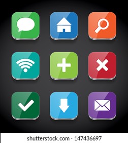 Vector square colorful glossy app icons collection