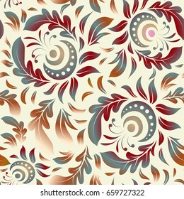 Vector square composition of vintage ornament. Seamless pattern with beige and red grid on a white background.